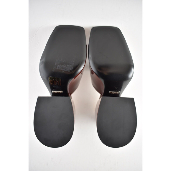 Gucci Lexi 105 Red Bordeaux Patent Backless Sandal Mule Block Heel Pump 36.5 - Picture 12 of 12